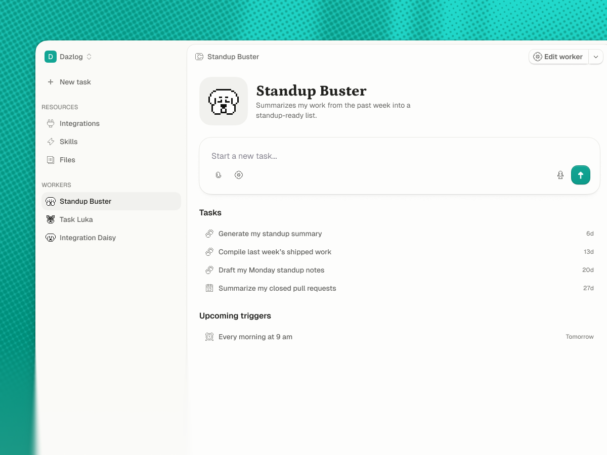 Handinger dashboard, agent's page